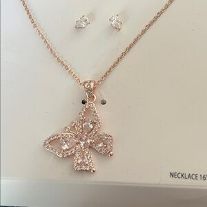 Elegant Butterfly Necklace and Earring Set